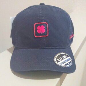 Black Clover Sunny Fields Baseball Cap Adjustable Unisex Navy with Pink Clover